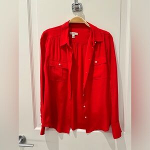 J Crew Shirt Blowse Silk Red Size 2